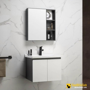 Bộ Tủ Chậu Lavabo Nhôm Kèm Tủ Gương Trắng Navier NV-535T60