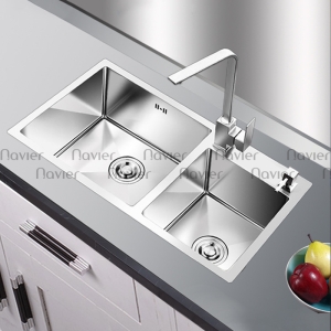 Chậu Rửa Chén 2 Ngăn Lệch Inox Cao Cấp Navier NV-8245LKS