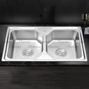 Chậu rửa chén 2 hộc đều vuông inox cao cấp Navier NV-9050D201
