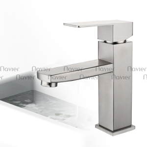 Vòi lavabo nóng lạnh vuông inox 304 Navier NV-702 (20cm)