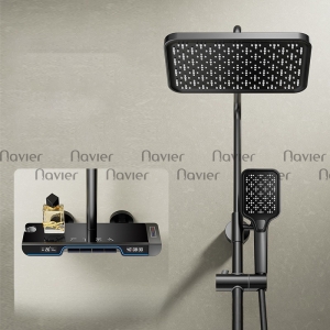 Sen tắm đứng nóng lạnh đồng thau xám phím đàn led hiển thị nhiệt độ Cao cấp Navier NV-1635