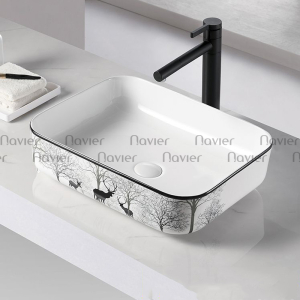 Chậu lavabo đặt bàn hoa văn nai rừng cao cấp Navier NV-425