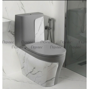 Bồn Cầu 1 Khối Xám Vân Khói Cao Cấp Navier NV-1017X