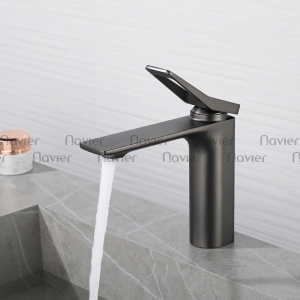 Vòi Lavabo Nóng Lạnh Đồng Sơn Tĩnh Điện Màu Xám Navier NV-ZY68