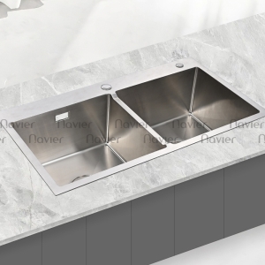 Chậu Rửa Chén 2 Ngăn Đều Inox Cao Cấp Navier NV-8245DKS