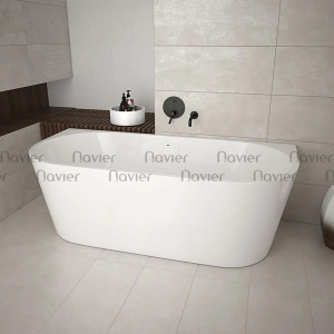 Bồn Tắm Nằm Acrylic Oval Áp Tường Cao Cấp Navier NVB-1223