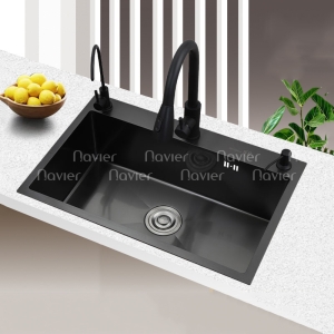 Chậu chén 1 ngăn Inox phủ nano đen cao cấp Navier NV-6045NND