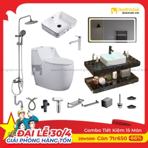 Combo Trọn Bộ Thiết Bị Phòng Tắm 15 Món Tiết Kiệm CBPT0023