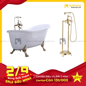 Combo Bồn Tắm Chân Rồng Kèm  Sen Cây Đặt Sàn Cao Cấp Navier CBBT04