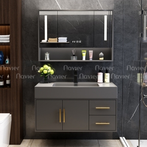 Siêu Sale Thanh Lý Bộ Tủ Chậu Lavabo Nhựa PVC Kèm Tủ Gương LED NV-552