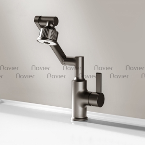 Vòi lavabo nóng lạnh đa chức năng xoay 360 xám tĩnh điện Navier NV-634