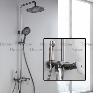 Siêu Sale Thanh Lý Sen Cây Tắm Nóng Lạnh Đồng Thau Mạ Xám Tĩnh Điện Cao Cấp Navier NV-822X