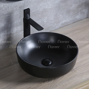 Chậu Lavabo Đặt Bàn Sứ Đen Cao Cấp Navier NV-339D