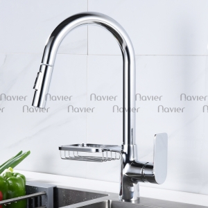 Vòi rửa chén nóng lạnh đầu rút mạ crom cao cấp Navier NV-229CR