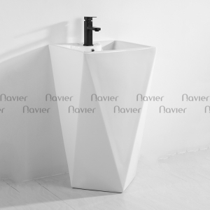 Chậu Lavabo Kim Cương Đặt Sàn Trắng NV-342
