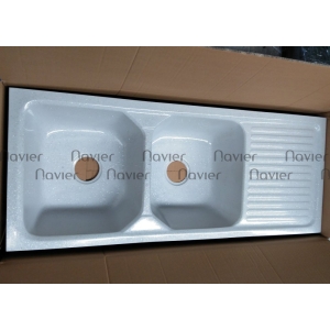 Siêu Sale Thanh Lý Chậu Rửa Chén Đá 2 Ngăn Có Cánh Trắng Navier NV-115547