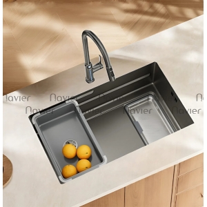 Chậu Rửa Chén 1 Ngăn Lớn Thoát Lệch Inox SUS 304 Navier NV-7545AX