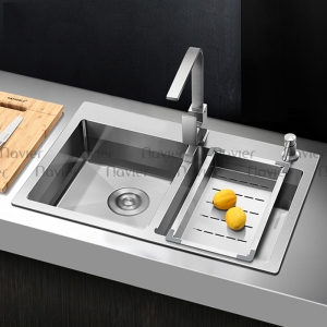 Chậu chén 2 ngăn đều Inox 201 cao cấp Navier NV-8245D201