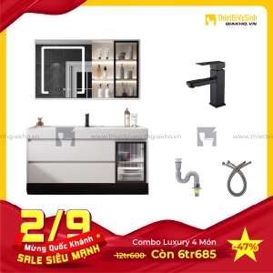 Combo Bộ Tủ Chậu Lavabo Xám Siêu Tiết Kiệm Cao Cấp Navier CBTL04
