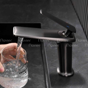 Vòi Lavabo Nóng Lạnh Đồng Thau Màu Xám Navier NV-ZY31X