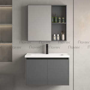 Bộ Tủ Lavabo Nhựa PVC Với Tủ Gương Nhôm Cao Cấp Navier NV-G03D-60