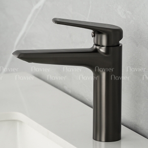 Vòi Lavabo Nóng Lạnh Đồng Thau Mạ PVD Xám Navier NV-697