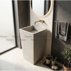 Chậu Lavabo Trụ Chất Liệu Đá Mài Cao Cấp Navier NV-475