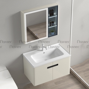 Siêu Sale Thanh Lý Tủ Lavabo Nhựa PVC Với Tủ Gương Nhôm Navier NV-G12M-80