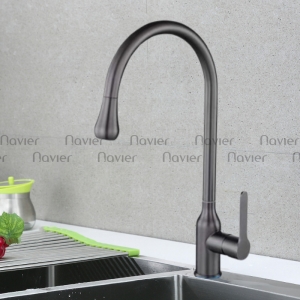 Vòi Rửa Chén Lạnh Đồng Thau Sơn Tĩnh Điện Xám Cao Cấp Navier NV-273X