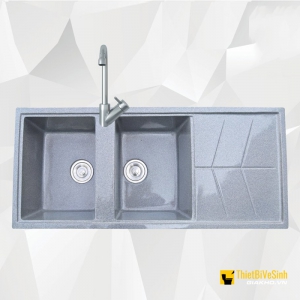 Chậu Rửa Chén Đá 2 Ngăn Có Cánh Xám Navier NV-110047X