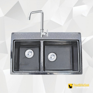 Chậu Rửa Chén Đá 2 Ngăn Lệch Đen Navier NV-7947D