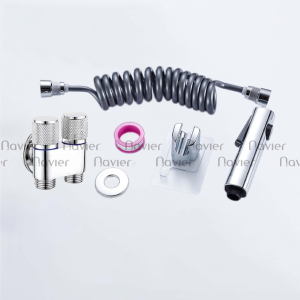 Bộ Vòi Xịt Nhà Vệ SInh Tăng Áp Kèm Van T Cao Cấp Navier NV-314