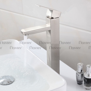 Vòi lavabo nóng lạnh vuông inox304 Navier NV-702 (30cm)