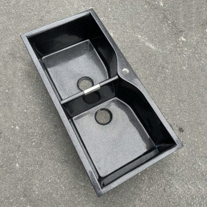 Siêu Sale Thanh Lý Chậu rửa chén đá nhân tạo 2 hộc đều Đen Navier NV-10049