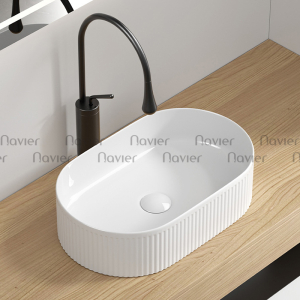Chậu Lavabo Đặt Bàn Màu Trắng Cao Cấp Navier NV-390