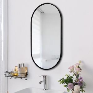 Gương Viền Nhôm Đen Hình Oval Navier 50x70 NV-208D