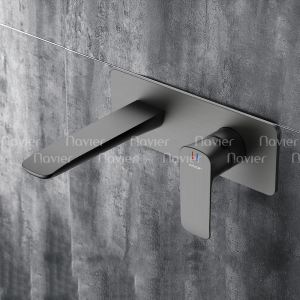 Vòi Lavabo Nóng Lạnh Âm Tường  Đồng Thau Sơn Tĩnh ĐIện Navier NV-254X