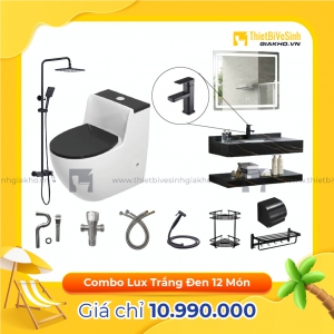 Combo Trọn Bộ Thiết Bị Phòng Tắm Luxury Đen Trắng 12 Món Cao Cấp MH12MLX08