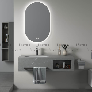Bộ Bàn Đá Lavabo Âm Bàn Chống Trầy Kèm Gương Led Navier NV-1132