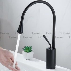 Vòi lavabo nóng lạnh sơn tĩnh điện đen Navier NV-741D