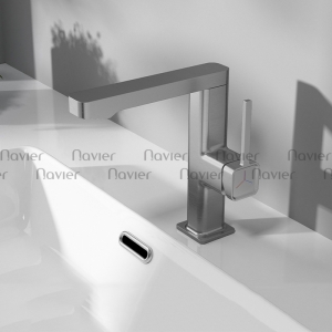 Vòi Lavabo Nóng Lạnh Đồng Thau Màu Xám Xoay 360 Navier NV-766X