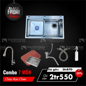 Combo Chậu Chén Siêu Tiết Kiệm 7 Món Navier CBF05