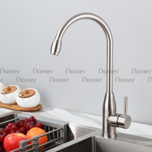 Vòi chén nóng lạnh thân tròn cong đầu bi inox304 Navier NV-205