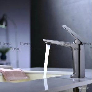 Vòi Lavabo Nóng Lạnh Đồng Thau Màu Xám Navier NV-ZY79