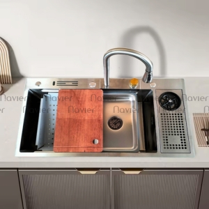 Chậu Rửa Chén 1 Ngăn Tích Hợp Rửa Ly Vắt Dao Navier NV-9048VAD