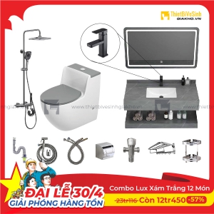 Combo 30-4 Trọn Bộ Phòng Tắm Luxury Xám Trắng  12 Món Cao Cấp DL12MLX09