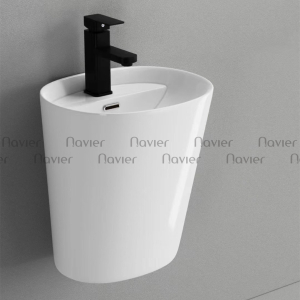 Chậu Lavabo Treo Tường Sứ Trắng Navier NV-362