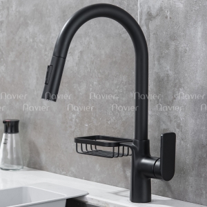 Vòi rửa chén nóng lạnh đầu rút sơn tĩnh điện cao cấp Navier NV-229D