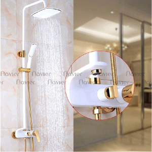 Sen cây tắm nóng lạnh đồng thau sơn trắng Navier NV-802T