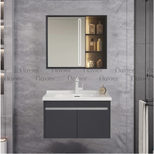 Siêu Sale Thanh Lý Tủ Chậu Lavabo Nhôm Kèm Tủ Gương Navier Cao Cấp NV-8806-02-60